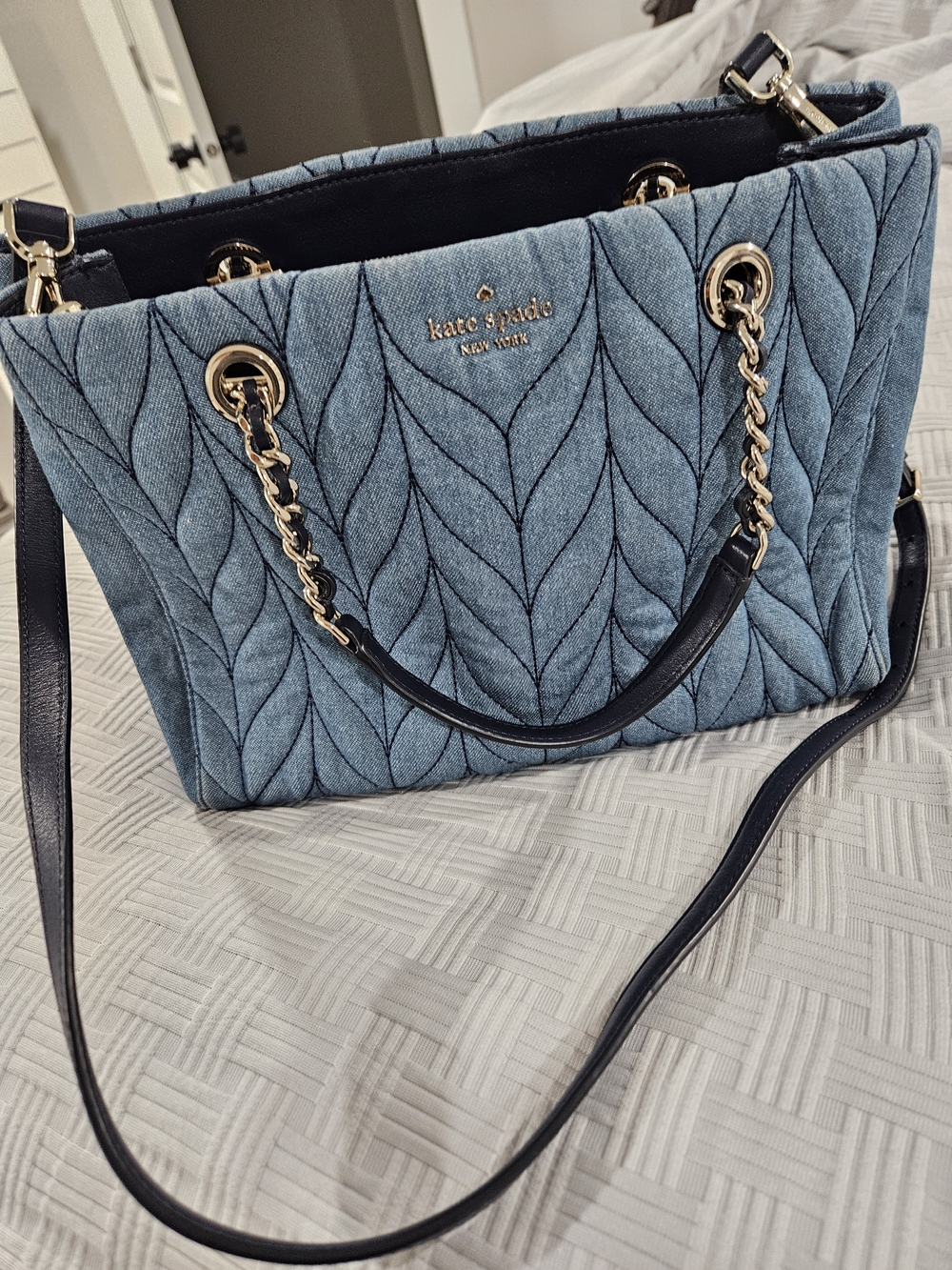 kate spade Quilted Denim Tote in Blue